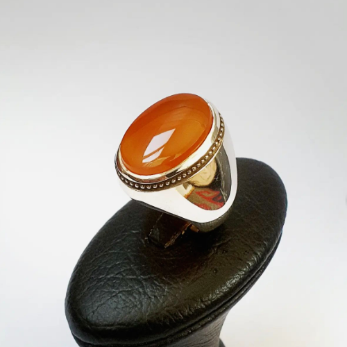 Carnelian Brown Agate Stone Ring - Beautiful Gift Ring For Muslim Brothers 925 - Picture 1 of 3
