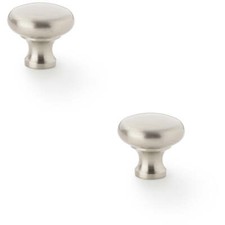 2 PACK Victorian Round Door Knob Satin Nickel 32mm Kitchen Cabinet Pull Handle