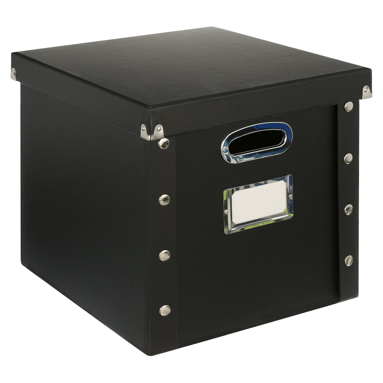 Black Vinyl Record Storage Box with 13 Record Guides-image