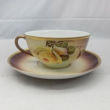 Art Noveu Nouveau German Artist Hand Painted Plate Saucer + OVID Teacup GL1