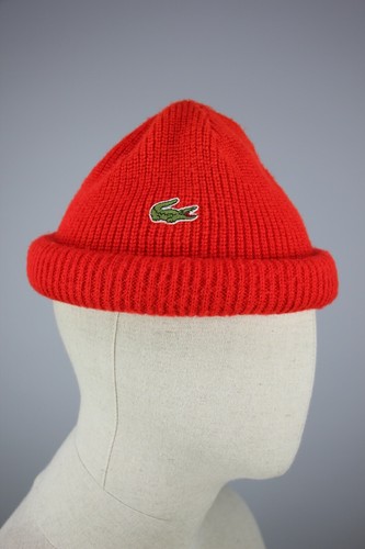 LACOSTE Vintag Acrylic Beanie Red Wool 