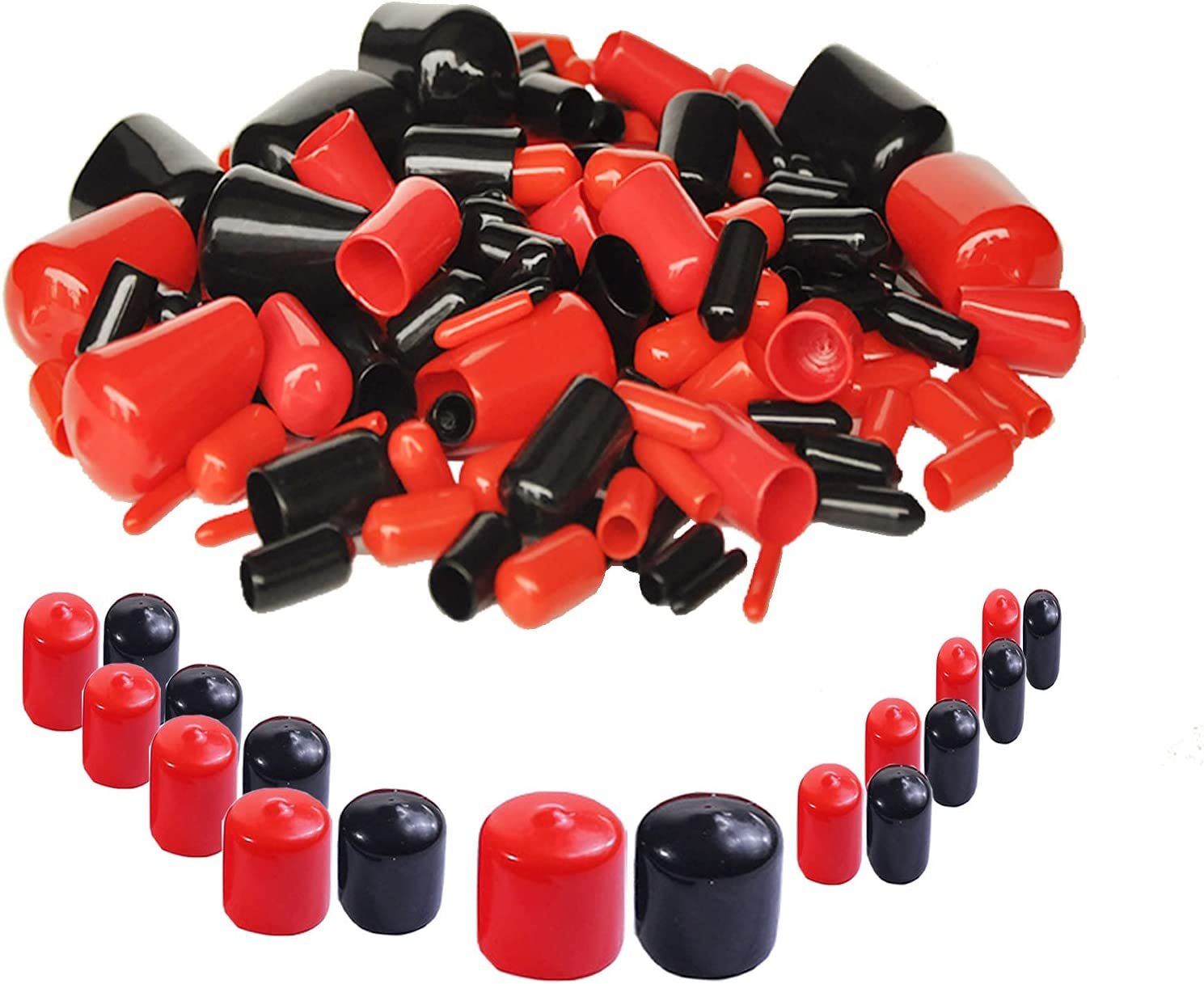 200 Pieces Rubber End Caps Assortment Kit Vinyl Flexible Bolt Screw Rubber Caps
