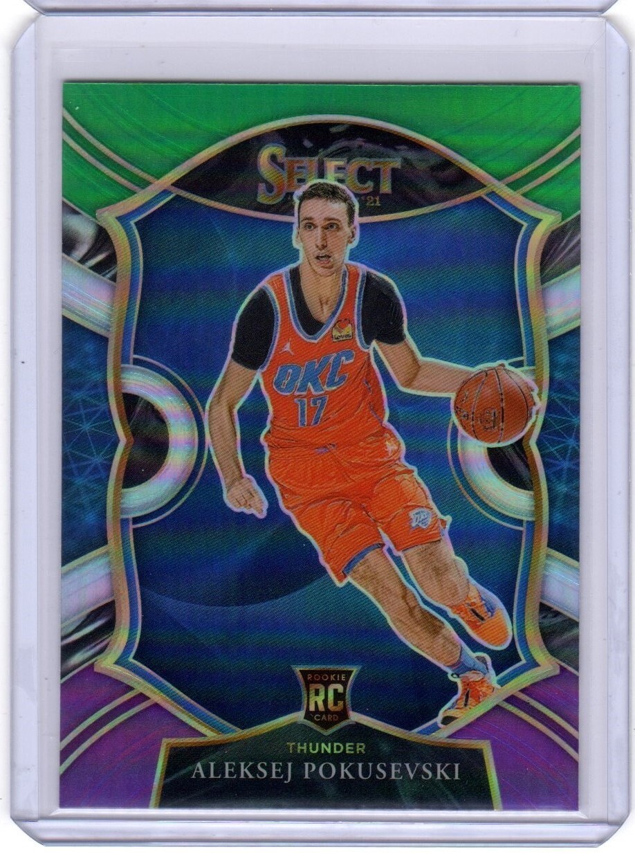 2020-21 Panini Select Concourse Aleksej Pokusevski RC Green White Purple Prizm
