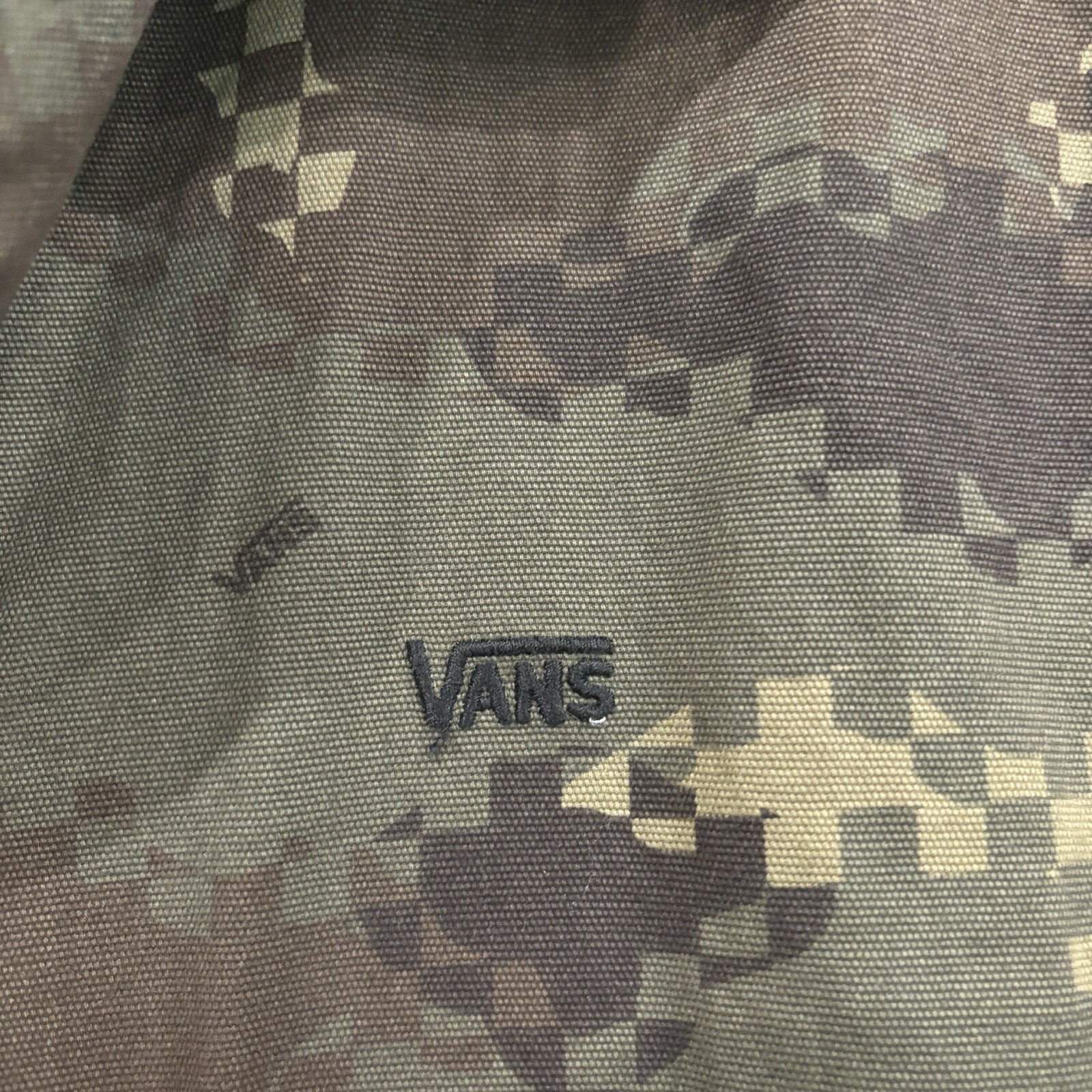 Vans Jacket Mens Medium Green Brown Digital Camo Canvas Snap Skater thumbnail 7