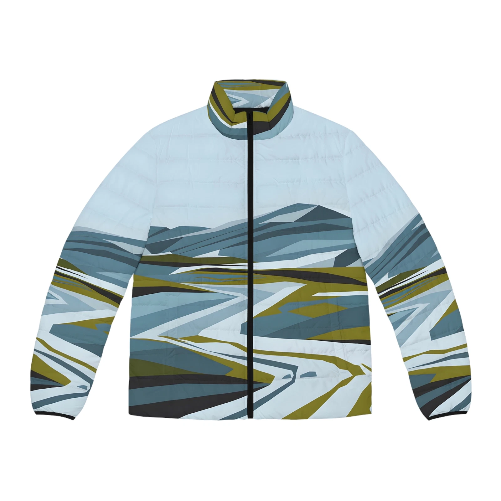 Tundra Print Puffer Jacket Winter Coat Lightweight Warm Outdoor Full Zip Up