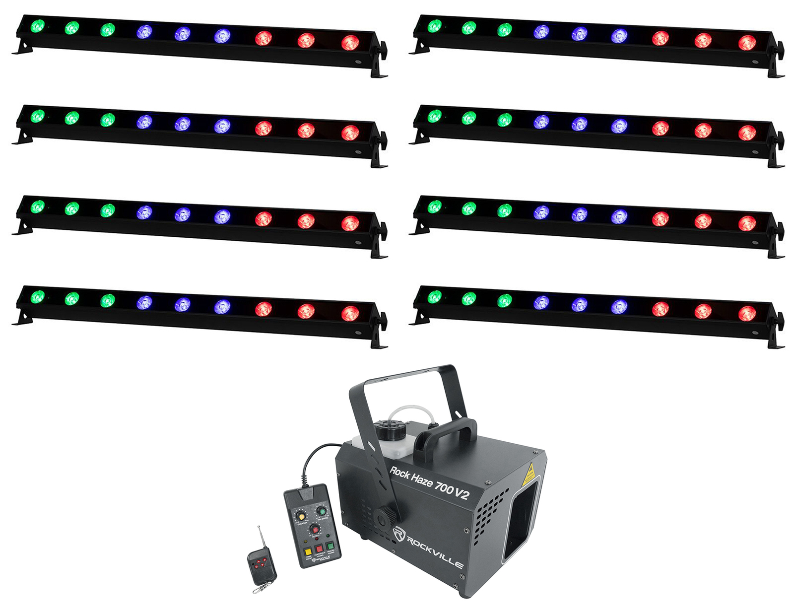 8) Американский DJ ADJ UBL6H IP20 6x20w LED RGBAL Wash Light Strip Bars + Машина для создания дымки