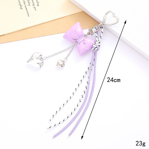 Llavero colgante corazón arco cuero multicolor equipaje accesorios borla dijes - Imagen 14 de 22
