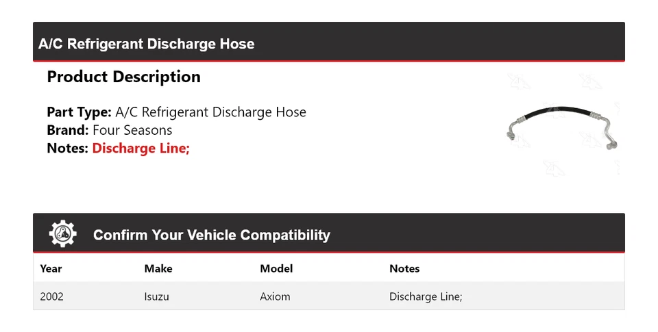 For 2002 Isuzu Axiom A/C Refrigerant Discharge Hose 4 Seasons - Image 2 of 4
