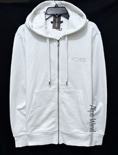 Michael Kors Men's Embroidered Logo Cotton Terry Zip-Up Hoodie Jacket White SZ.S