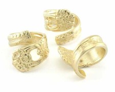 Spoon Ring Flower Patterned Adjustable Ring Raw Brass 18mm 8US inner size 4050