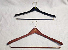 2 Vintage Beverly-Hangers Polished Wood Tom James Suit Coat/Pants Hangers