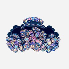 LARGE FLOWER HAIR CLAW JAW CLIP made with SWAROVSKI CRYSTAL RAINBOW