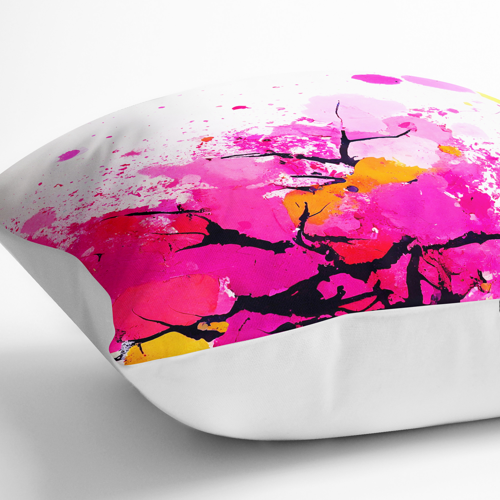 Plump Cushion Peach Blossom Tree Splatter Vol.3 Scatter Throw Pillow