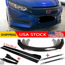 Front Rear Bumper Lip Spoiler Body Kit Splitter Side+Skirt For Honda Civic Type