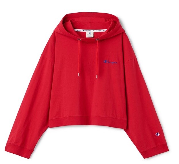 Champion x Weekday Dash Red Cropped Hoodie Top Womens Size Small