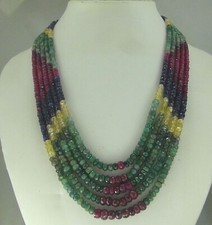 COLLANA PERLE ZAFFIRO SMERALDO MULTI RUBINO NATURALE 433 ct 5 file