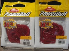 2 Packs 75ct Berkley Soft Fishing PowerBait - Power Wigglers - Red Wiggler