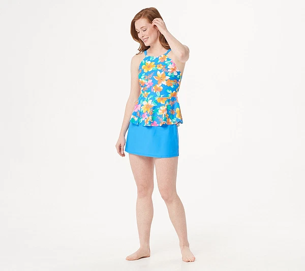 Isaac Mizrahi Live! 花卉荷叶裙,矢车菊蓝色,14 — 第 3/4 张图片