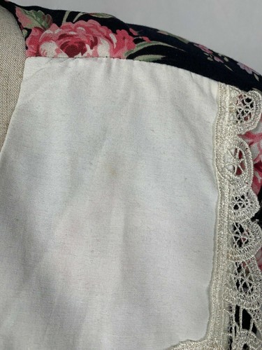 Vintage Womens Dress 5/6 Floral Prairie Lace Collar Cottagecore 80s Black Pink - Picture 6 of 12