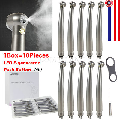 10 Dental High Speed Handpiece with Std.Head LED Light 4 Holes