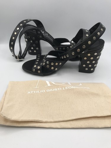 AGL Attilio Giusti Leombruni Womens Black Leather 40.5 UK 7.5 heels Italy Made - Picture 4 of 14