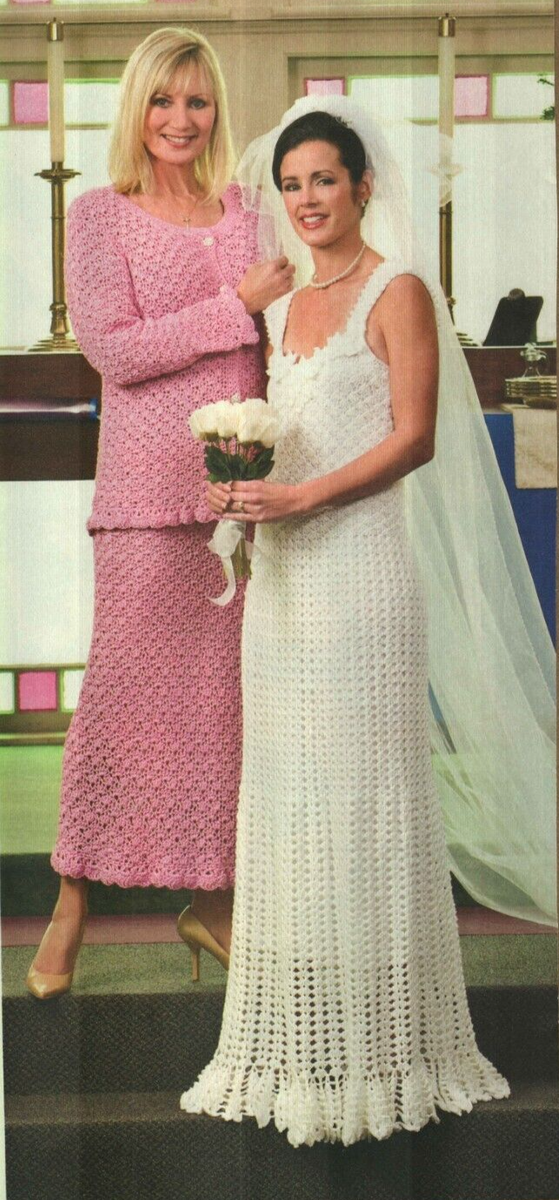 crochet mother of the bride dresses WEDDING GOWN & MOTHER OF THE BRIDE ENSEMBLE WOMEN'S CROCHET PATTERN  INSTRUCTIONS