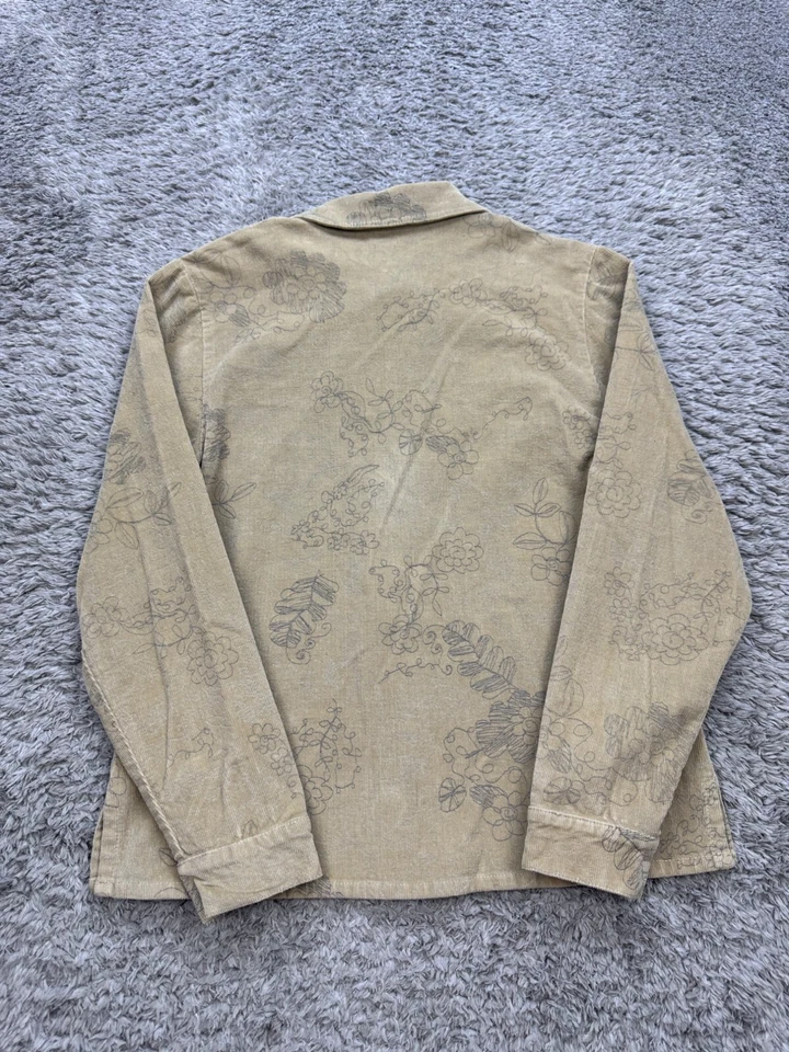 Simon Chang 夹克女式 10 棕褐色灯芯绒花卉装饰内衬西式外套 Y2K — 第 2/4 张图片