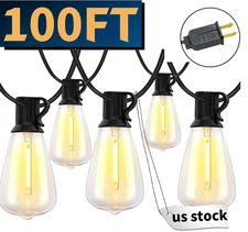 ST38 LED String Lights Outdoor Waterproof Patio Lights 100FT 50 LED Edison Bulbs