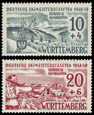 EBS Germany 1949 French Zone W�rttemberg - Ski Championships - Mi. 38-39 MNH**