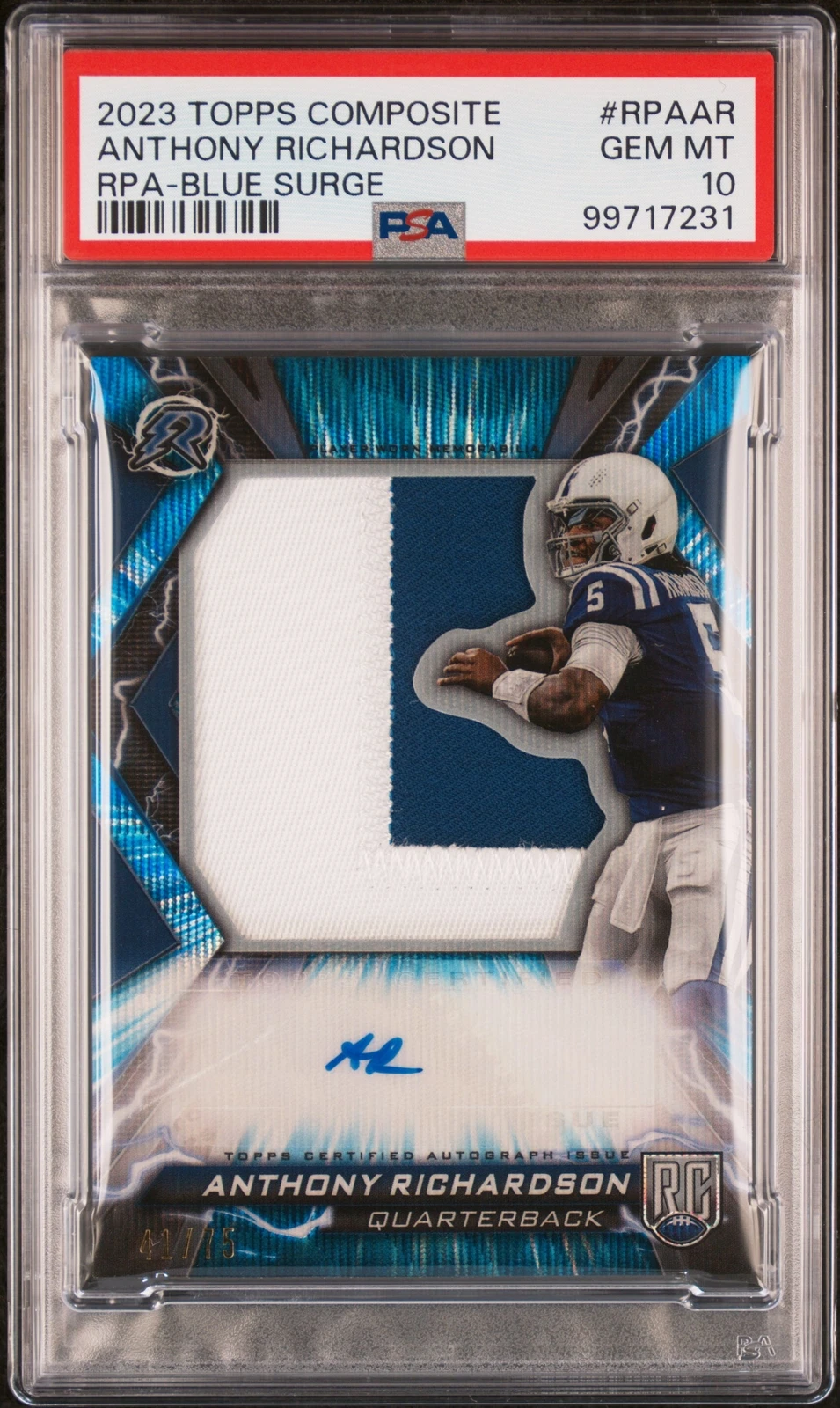 Anthony Richardson Topps Composite Resurgence Patch Autographs #RPAAR Blue Surge