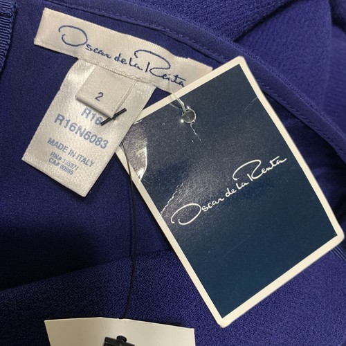 oscar de la renta New Solid Royal Blue Silk V Neck Tank Knee Length Dress 2 Xs - Picture 5 of 7