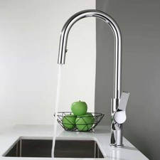 Kitchen Faucet Chrome Brass Single Handle Pull Out Kitchen Tap Single Hole