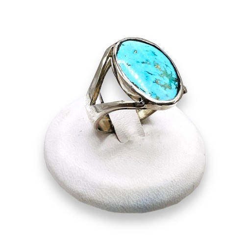 925 Natural Blue Turquoise Oval Sterling Silver Size 7 Ring LAJ407 - Picture 11 of 16