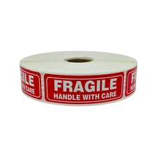 500 Red 1x3 Fragile Handle With Care Mailing Shipping Labels Stickers