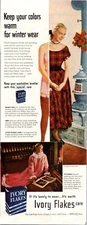 Ivory Flakes Care,Vintage 1948 Print Ad "KEEP YOUR CLORS WARM FOR WINTER WEAR"-L
