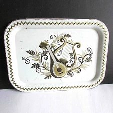 Retro 1950s Maxey Musical Instrument Design Metal Serving Tray 13.75x10" FREE SH