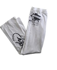 Ed Hardy Sweatpants Womens Mediun White Flare Y2K Love Kills Slowly Graphic