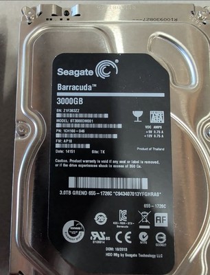 ST3000DM001 P/N: 1CH166-046 TK Z1F3 iMAC 655-1726 Seagate 3TB