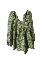 ASOS Edition Empire Mini Dress In Green Floral Jacquard EUC Size 6