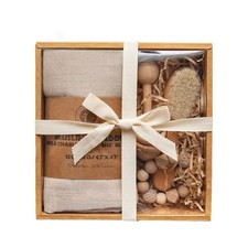 Newborn Baby Gift Set Bamboo Muslin Swaddle Beech Wood Rattles Toys Wool Brush