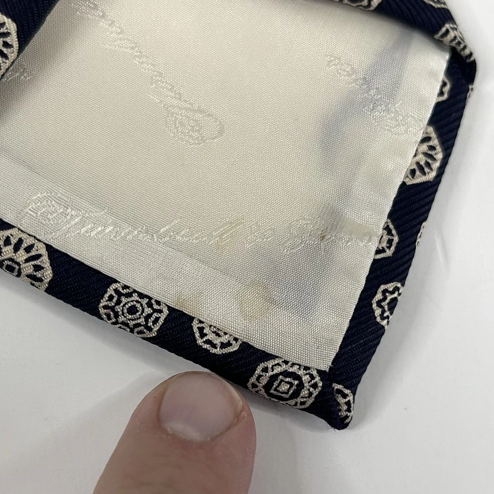 Corbata Turnbull & Asser 100% Seda Vintage Floral Azul Blanco 3 3/4 x 58 Foto 3 de 4