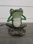 Tiffany Style Frog Painted TABLE LAMP Stained Glass Light Vintage Adorable Works
