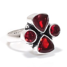Mozambique Garnet Gemstone Handmade 925 Sterling Silver Jewelry Ring Size 7 E181