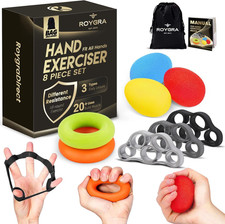 Grip Strength Trainer 8 Pack , Forearm Strengthener, Stress Balls for Adults, H