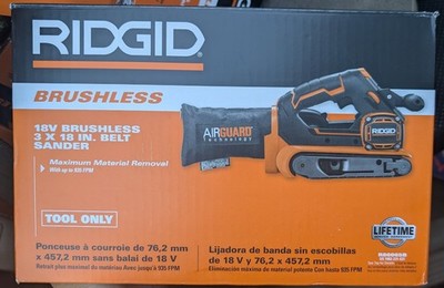 Ridgid 18V Brushless 3'' x 18'' Belt Sander Variable Speed R86065B  (Tool Only)