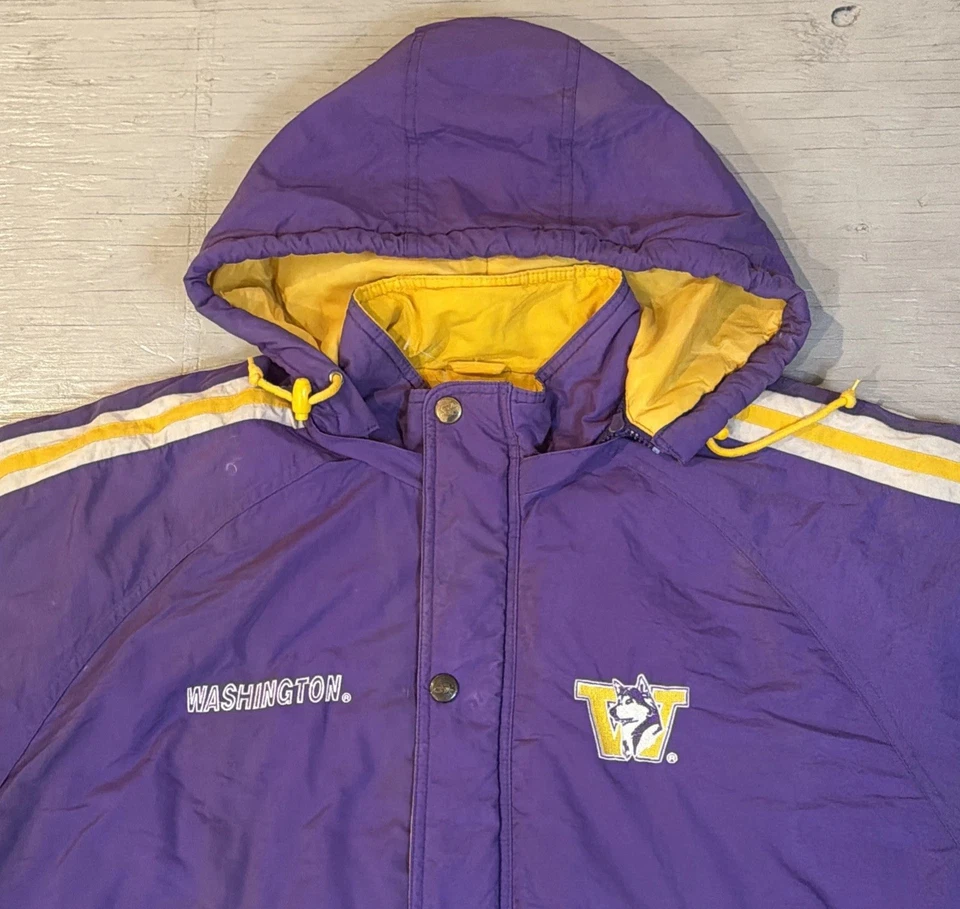 Vintage 90s NCAA Starter University of Washington Huskies Full Zip Jacket Sz XL - Image 3 of 4