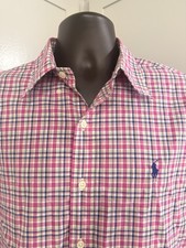 Polo Ralph Lauren Shirt Men  s Large Plaid Custom Fit Long SL Button Up EUC