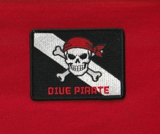 3.5" Iron-on DIVE PIRATE Patch Jolly Roger Scuba Diver-Down Dive Flag Black USA