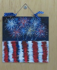 4th of july Hand painted Independence day wooden hanging decor America fireworks