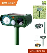 Solar-Powered Ultrasonic Animal Repellent with Motion Sensor - Eco-Friendly